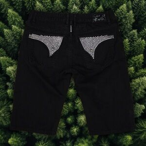 ROBINS JEAN DISTRESSED RHINESTONE SHORTS